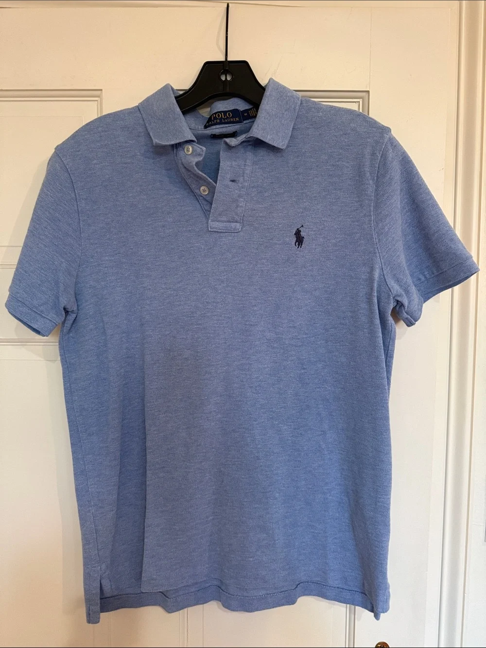 Ralph Lauren Men’s Heathered Sky Blue Polo with Navy Pony